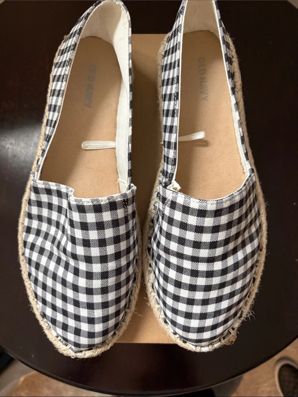 Old Navy Black & White Gingham Espadrilles - Size 8.5 - Worn 2 times